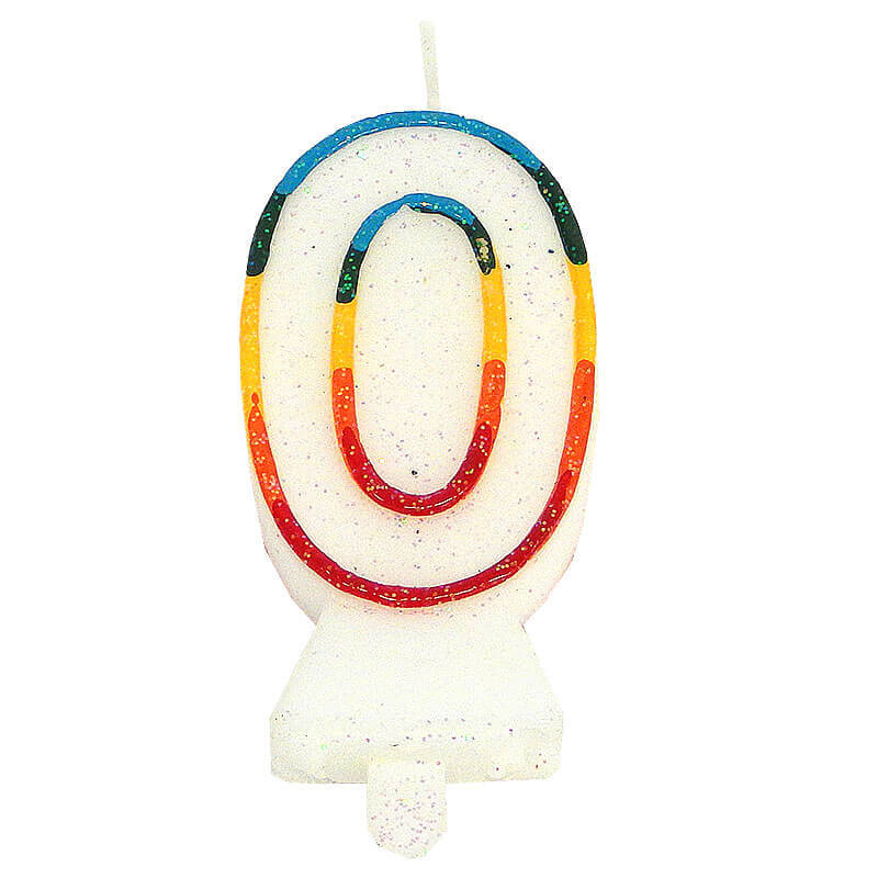 Colourful Number Candle 0, approx. 7.5 cm