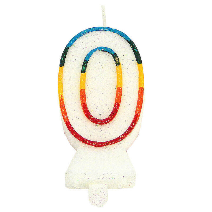 Colourful Number Candle 0, approx. 7.5 cm