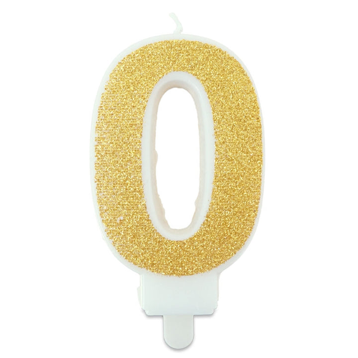 Golden cake candle with numbers 0–9