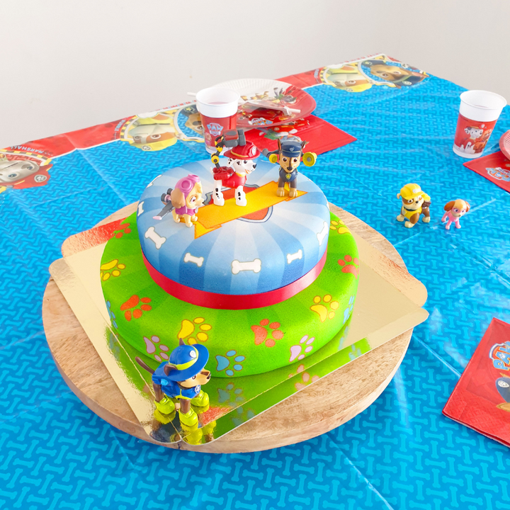 Chase and Marshall from PAW Patrol® on a two-tier dog hero cake