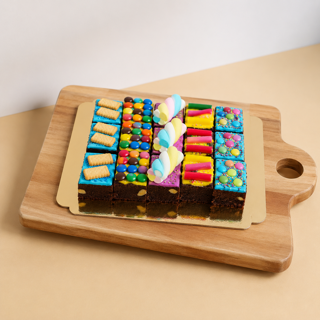 15 brownies with a colourful decoration mix