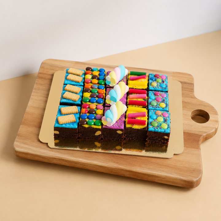 15 brownies with a colourful decoration mix
