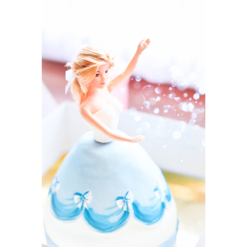Doll Princess Cake with a Blue Dress
