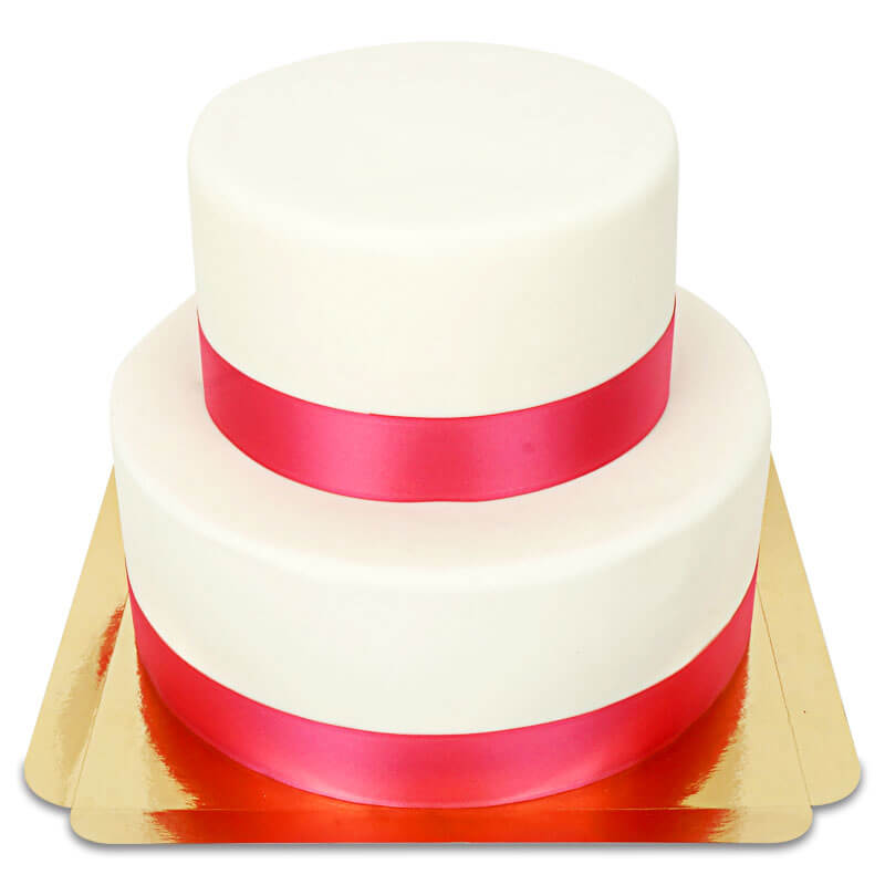 2-stockige weisse Deluxe TortemitTortenband
