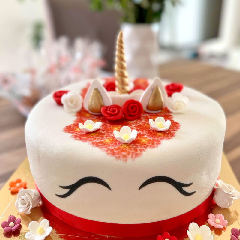 Red Unicorn Deluxe Cake – double height
