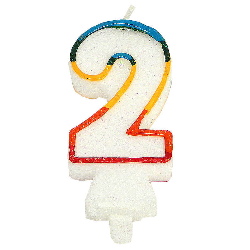 Colourful number candle 2, approx. 7.5 cm