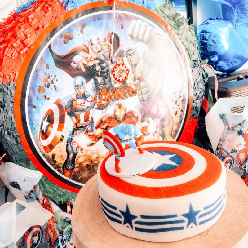 Captain America® on a Stars and Stripes cake