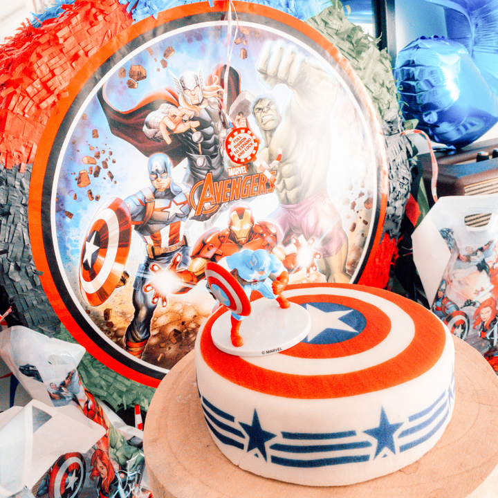 Captain America® on a Stars and Stripes cake