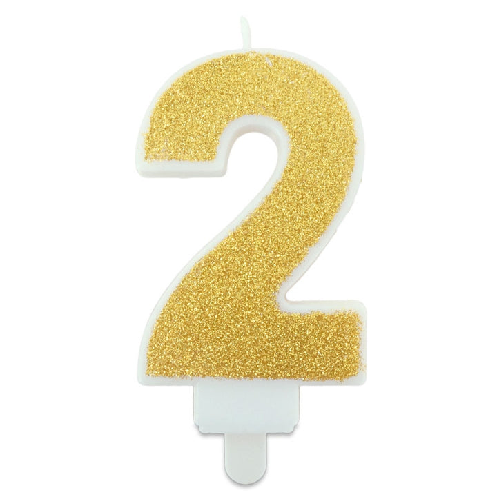 Golden cake candle with numbers 0–9