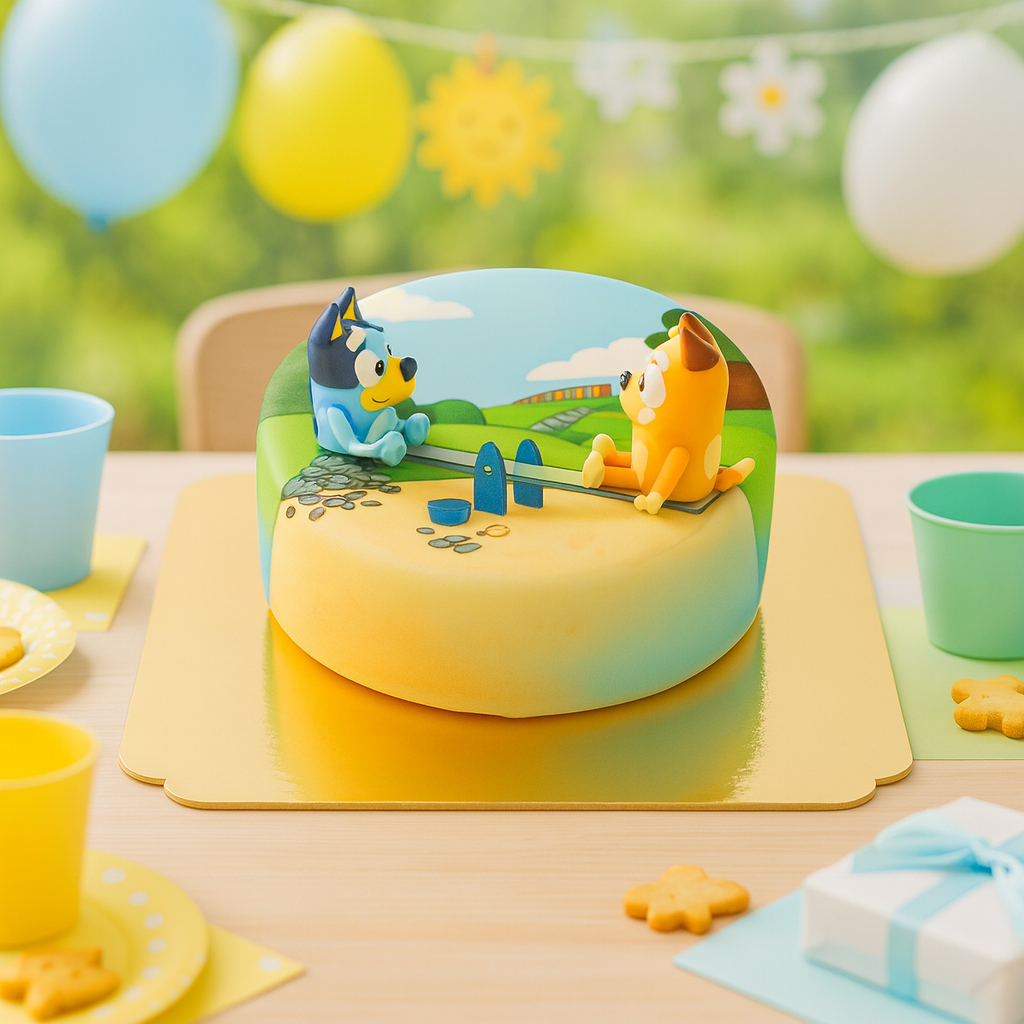 Bluey® figure on cake