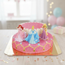 3 Princesses on a two-tier cake with a ribbon