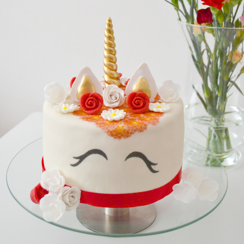 Red Unicorn Deluxe Cake – double height
