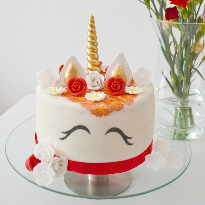 Red Unicorn Deluxe Cake – double height