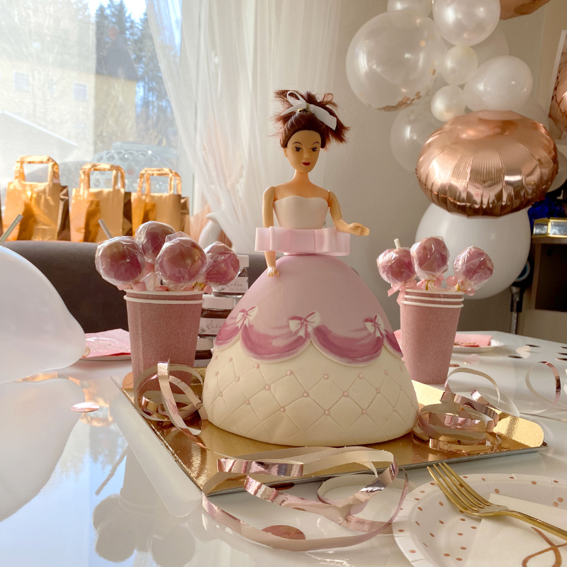 Deluxe Doll Princess Cake with Pink Dress