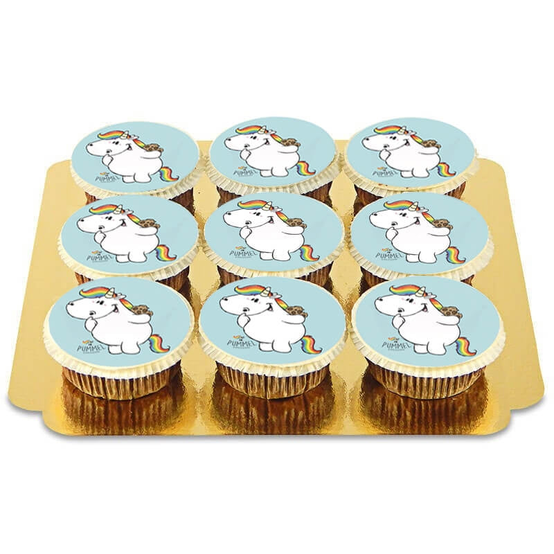 9 Blue Pummeleinhorn Cupcakes