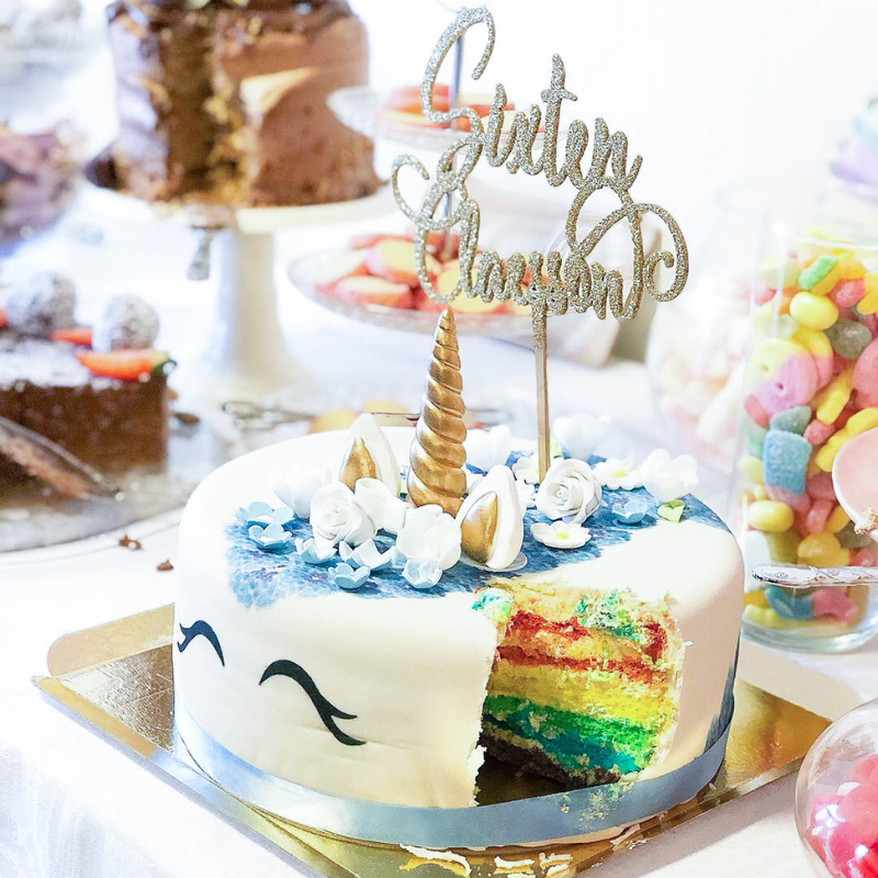 Blue Unicorn Deluxe Cake – double height