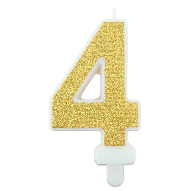 Golden cake candle with numbers 0–9