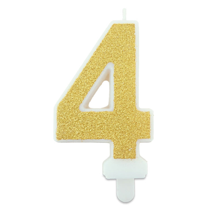 Golden cake candle with numbers 0–9