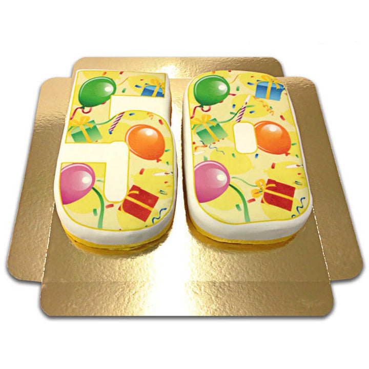 Double birthday number cakes