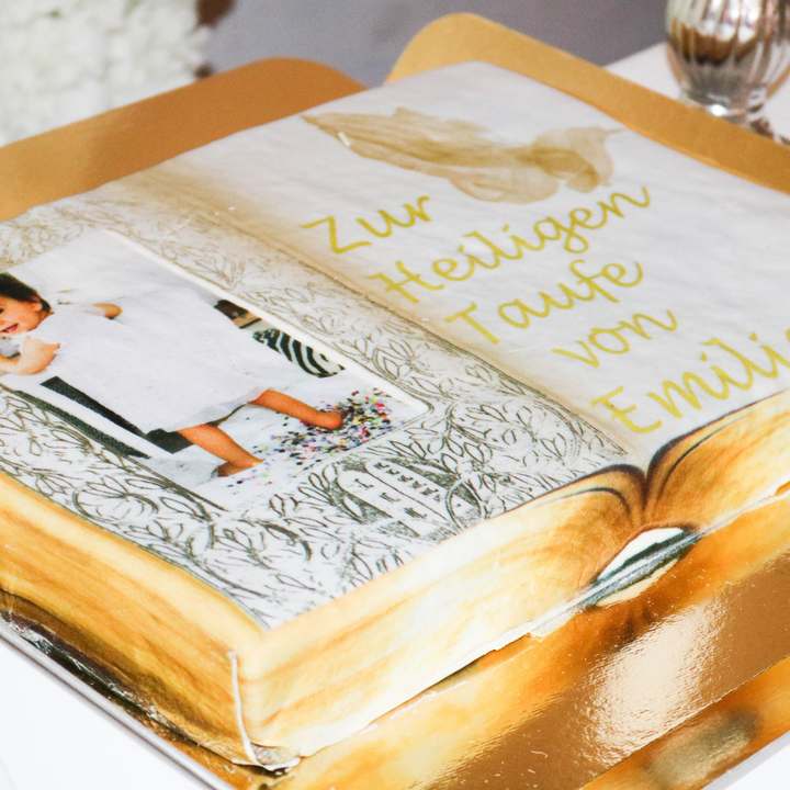 Photo cake with Bible frame