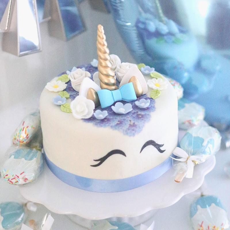 Blue Unicorn Deluxe Cake – double height