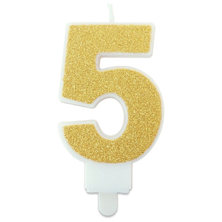 Golden cake candle with numbers 0–9