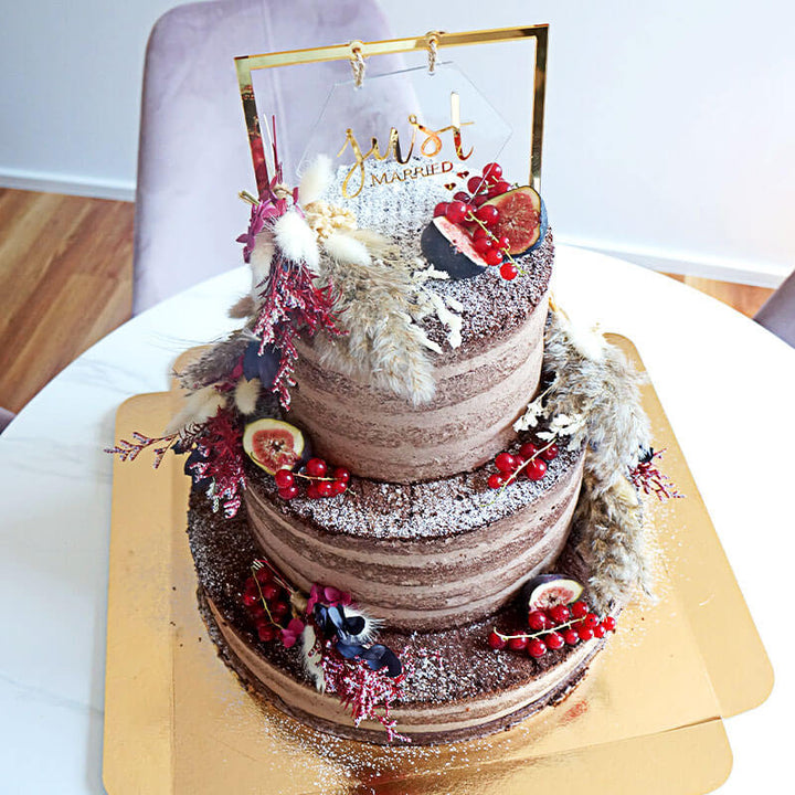 Boho Wedding Chocolate 3-tier including decorations and cake topper – serves 65 people!