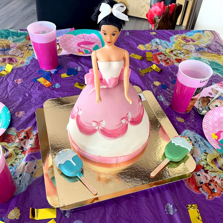 Doll Princess Cake with Pink Dress