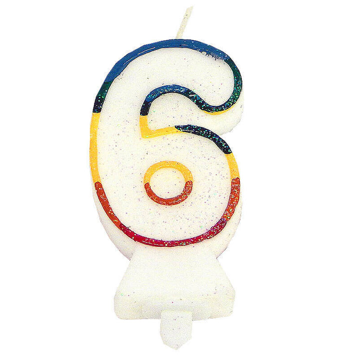 Colourful number candle 6, approx. 7.5 cm