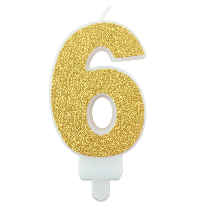 Golden cake candle with numbers 0–9