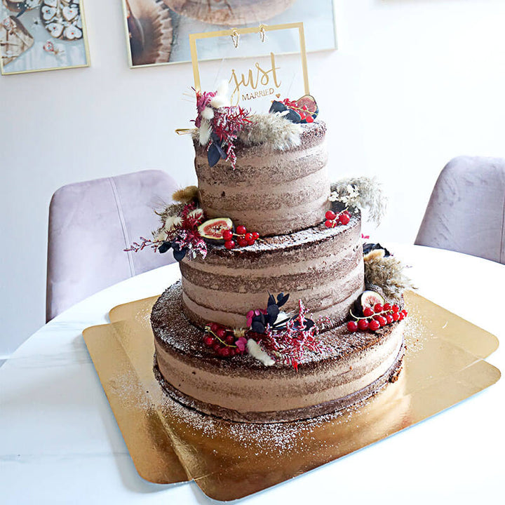 Boho Wedding Chocolate 3-tier including decorations and cake topper – serves 65 people!
