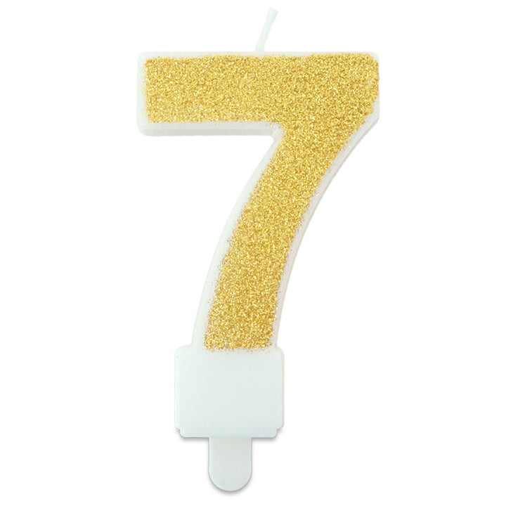 Golden cake candle with numbers 0–9