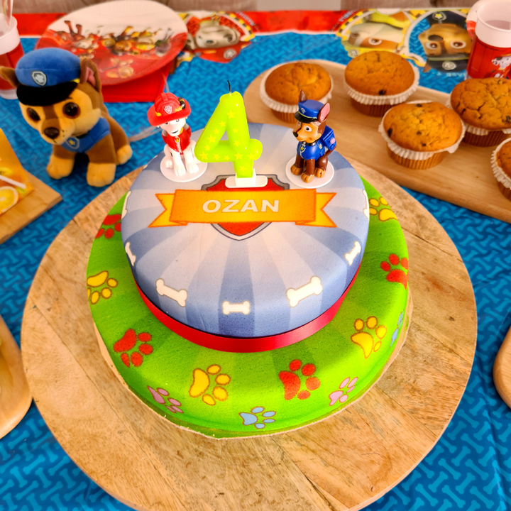 Chase and Marshall from PAW Patrol® on a two-tier dog hero cake