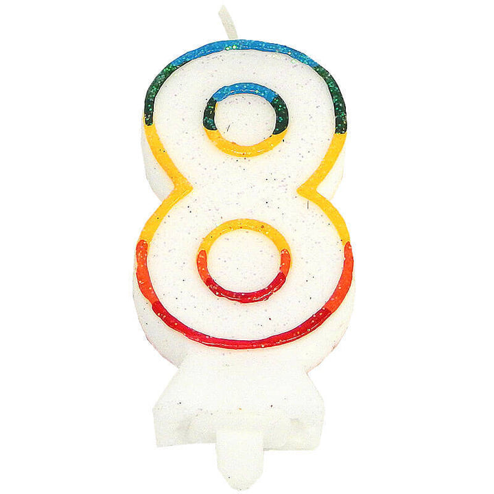 Colourful number candle 8, approx. 7.5 cm