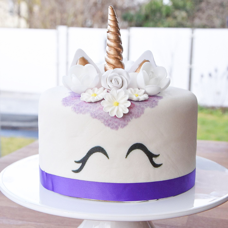 Purple Unicorn Deluxe Cake – double height