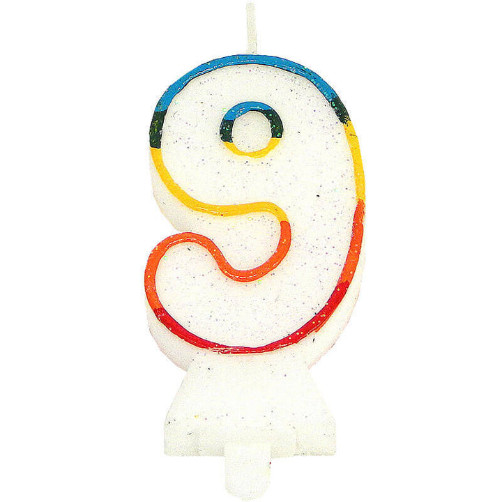 Colourful number candle 9, approx. 7.5 cm