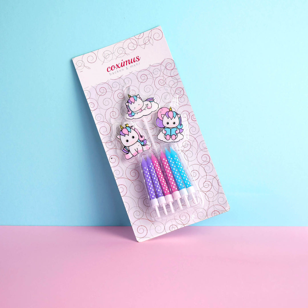 Colourful Unicorn Cake Candle Set (12+3 pieces)