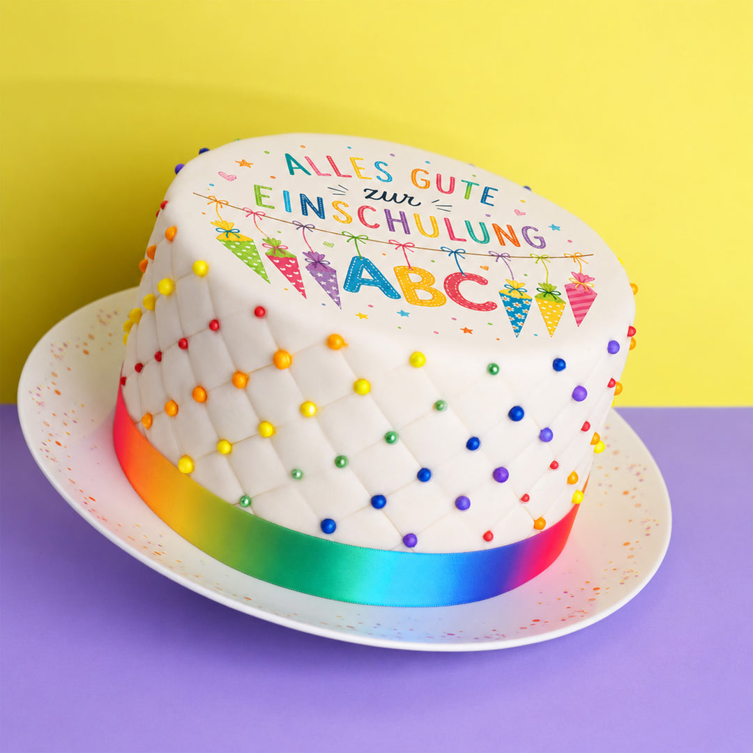 Bunte ABC Deluxe-Torte zur Einschulung