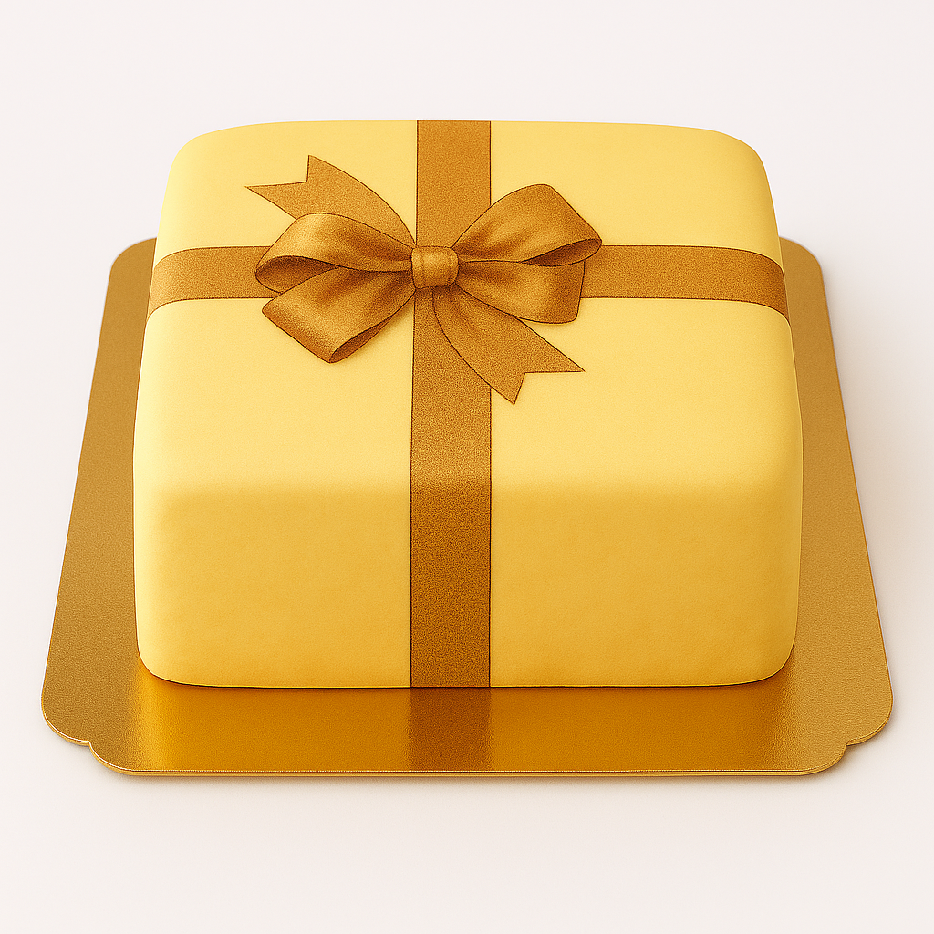 Yellow gift cake