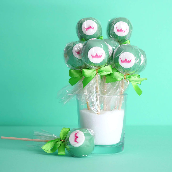Single-colour colourful cake pops with logo (12 pieces)