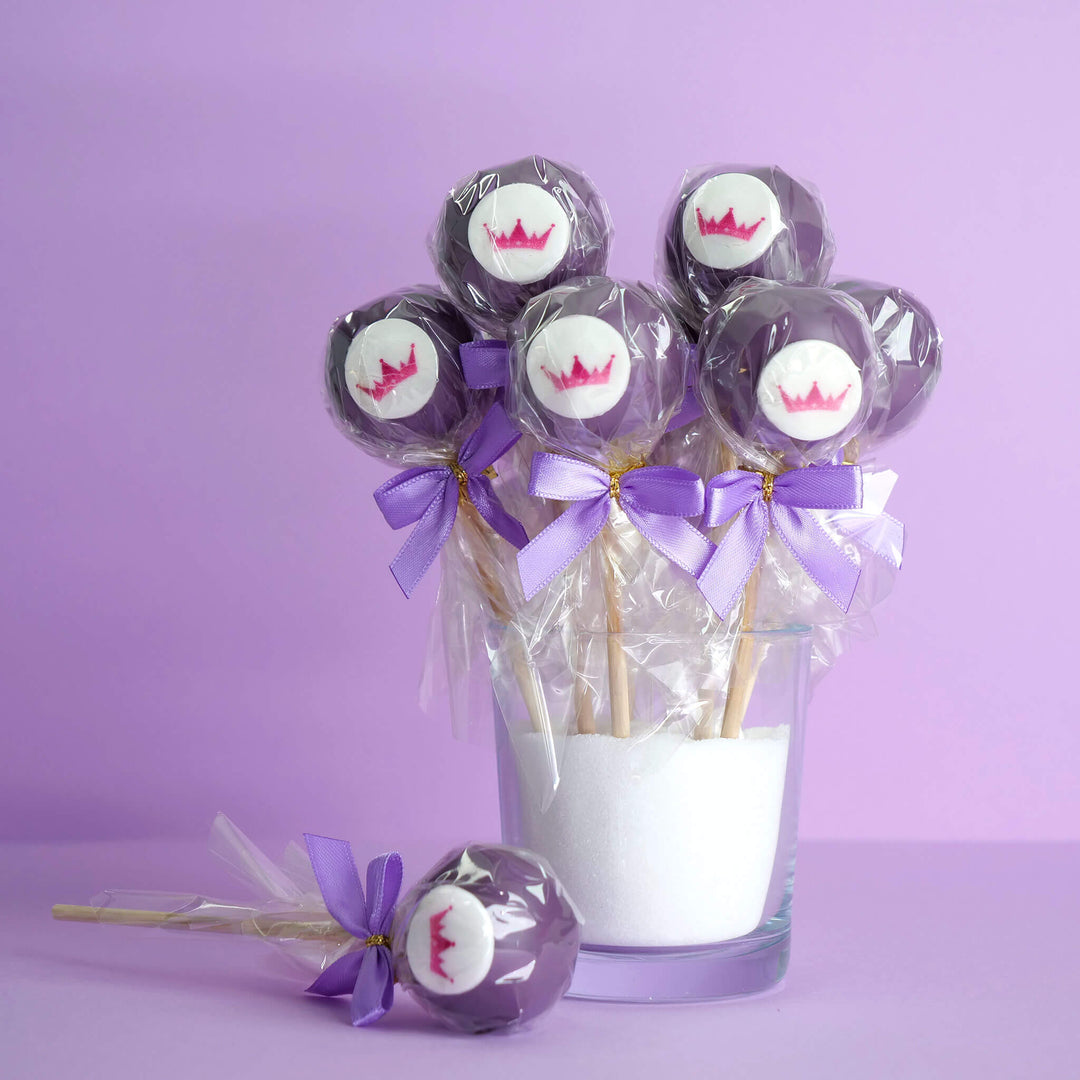 Single-colour colourful cake pops with logo (12 pieces)