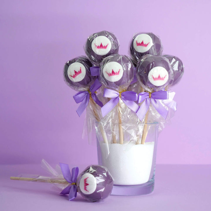 Single-colour colourful cake pops with logo (12 pieces)