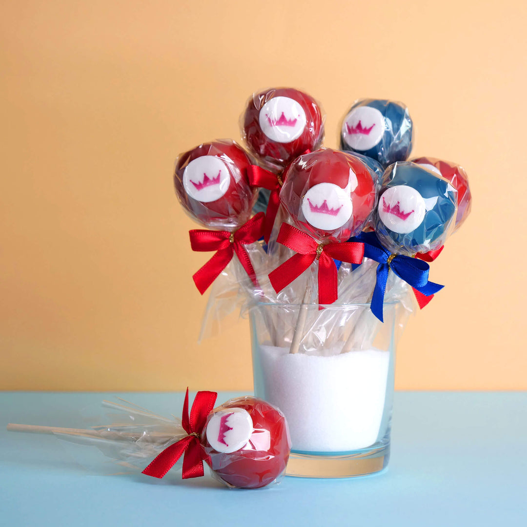 Colourful cake pops with logo in 2 colours (2x6 pieces)