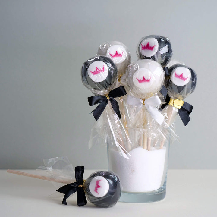 Colourful cake pops with logo in 2 colours (2x6 pieces)