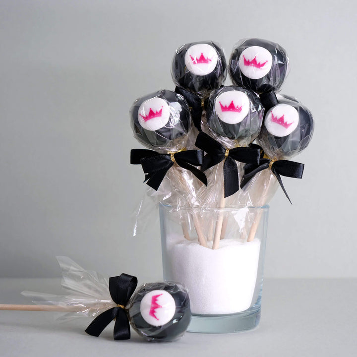 Single-colour colourful cake pops with logo (12 pieces)