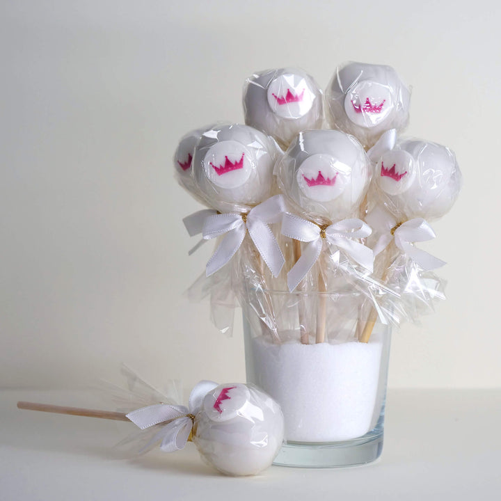 Single-colour colourful cake pops with logo (12 pieces)