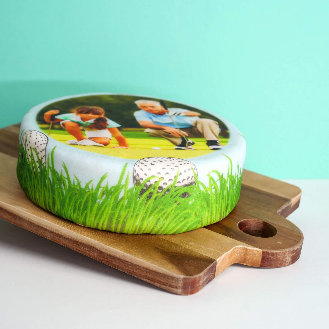 Photo Cake With Golf Frame, round