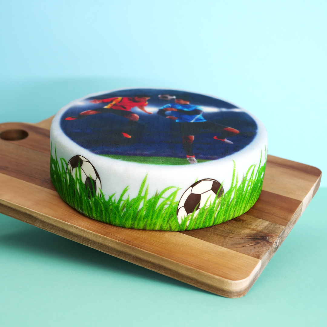 Photo Cake With Football Frame, round