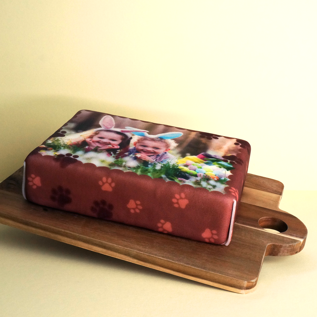 Photo Cake With Dog Paw Print Frame, square