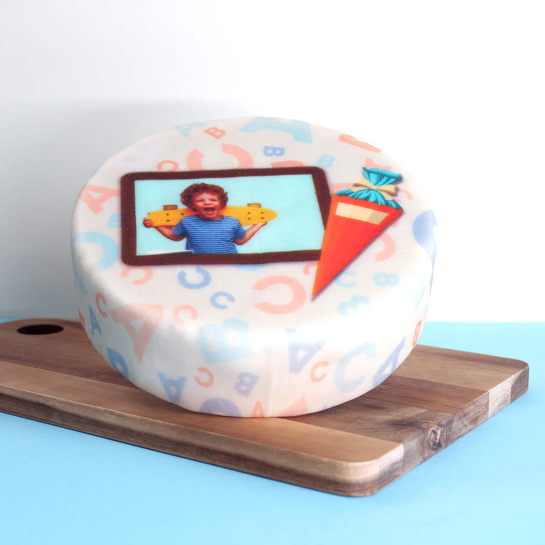 Photo Cake With Chalkboard Frame, round